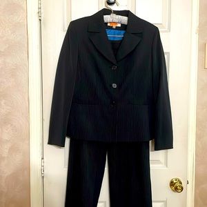 Navy blue striped suit